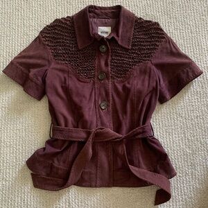 MOSCHINO Cheap and Chic Burgundy Suede Jacket Size S
